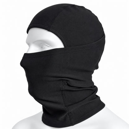 PIXLII Winter Sturmhaube in Schwarz auf einem Mannequin in linker Seitenansicht