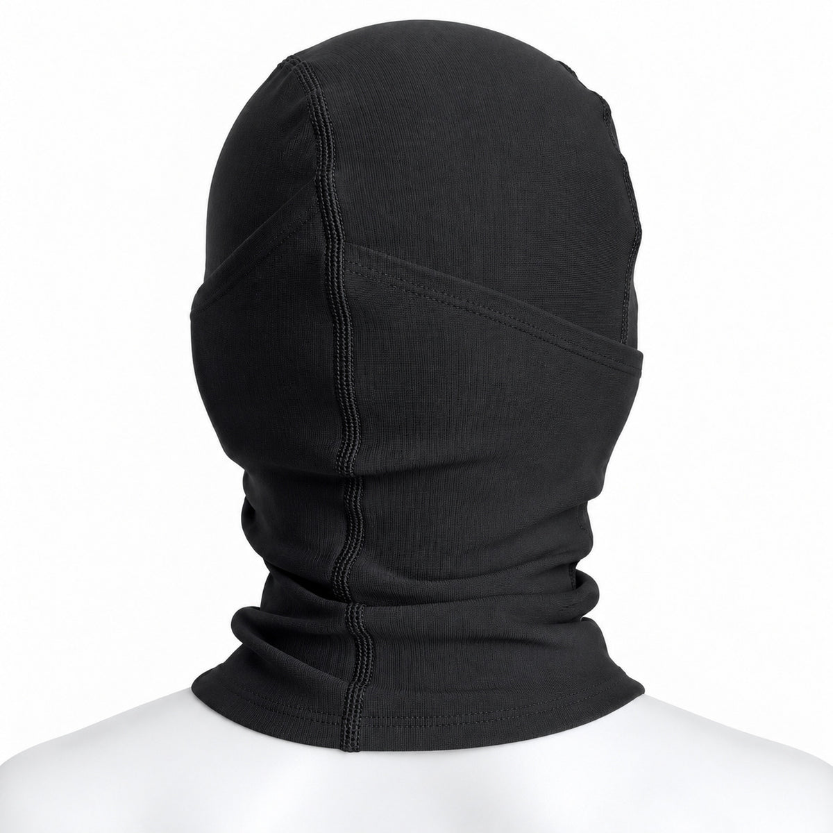 PIXLII Winter Sturmhaube in Schwarz mit Kopfnaht und Halsbereich in Rückansicht