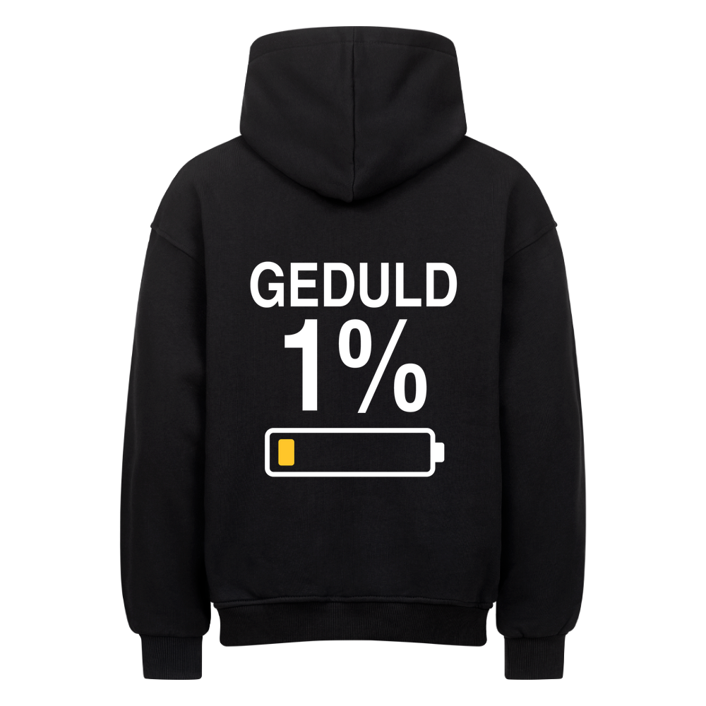 Schwarzer PIXLII Oversized-Motorrad-Hoodie mit Rückenprint „Geduld 1%"