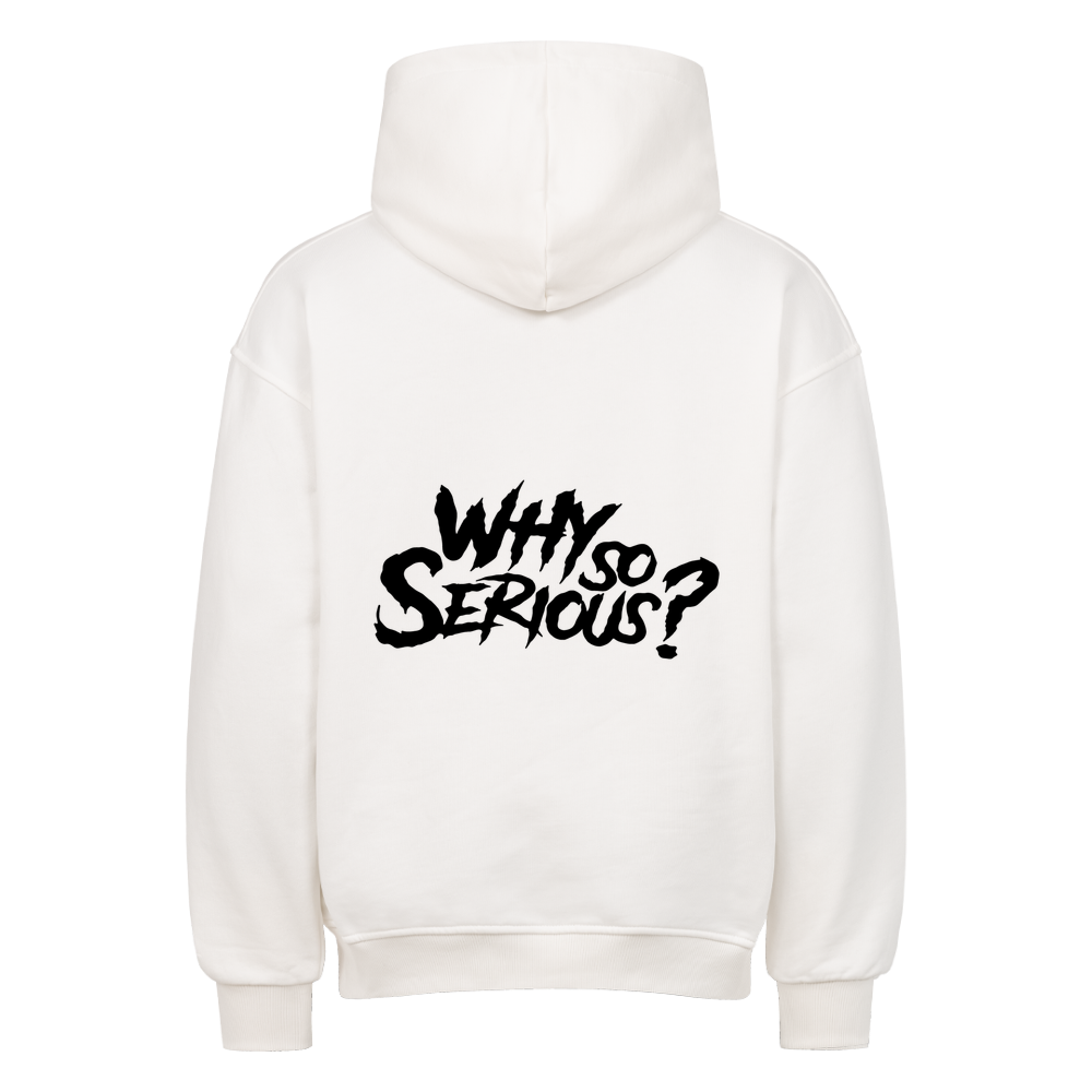 Weiß Oversized-Hoodie mit schwarzen Why So Serious Rückenprint