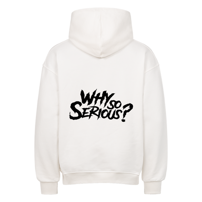 Weiß Oversized-Hoodie mit schwarzen Why So Serious Rückenprint