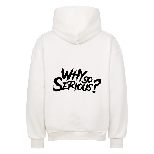 Weiß Oversized-Hoodie mit schwarzen Why So Serious Rückenprint
